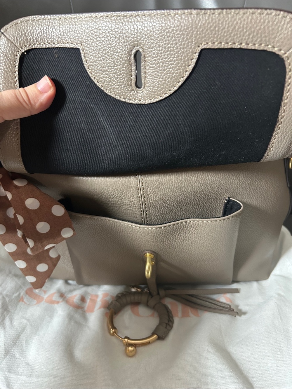 See By Chloé Taupe Suede & Leather Shoulder/Crossbody Bag - Picture 5 of 12